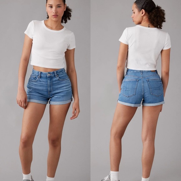 AE Stretch Curvy Denim Mom Short Size 18 - Picture 1 of 7